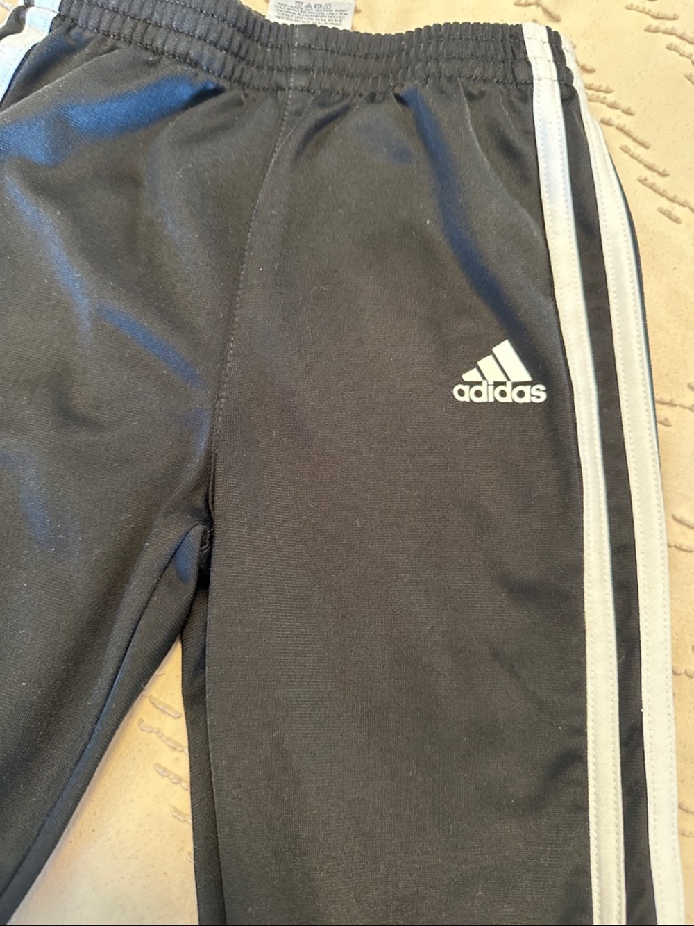 adidas Black Joggers with White Side Stripes - Kids - Picture 4 of 5